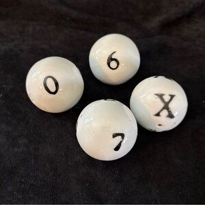 White Ceramic Numbered/Lettered Game Balls - Black Print